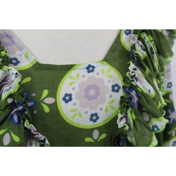 Floral Ruffle Green Blouse - Picture 6 of 14